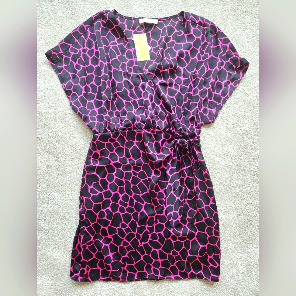 Michael Kors pink and black animal print dress size M. New with tags.